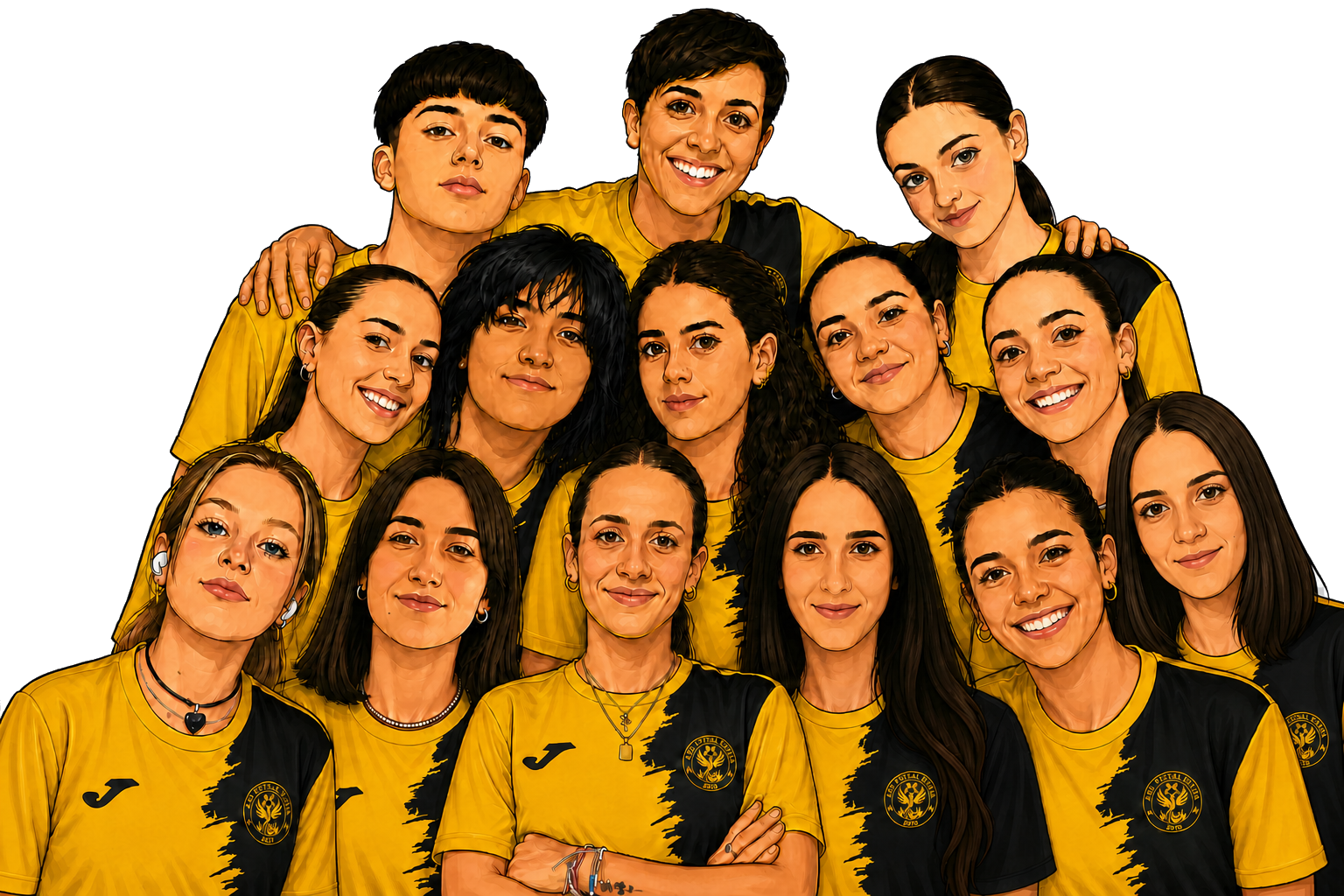 Caricatura cartoon della squadra in maglia giallonera